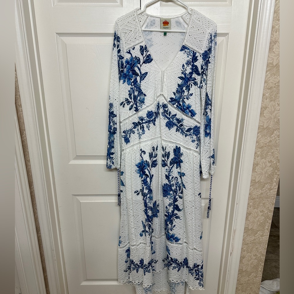 farm rio printed eyelet asymmetrical dress Arara its soft sandy hue Midi Dresses Collection The Relaxed T-Shirt Dress Size:Custom order